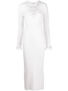 Rabanne open-knit panel midi dress, белый