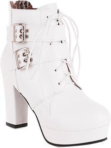 Женские ботильоны VOKLIN на массивной платформе с высоким каблуком, круглым носком, застежкой-пряжкой, шнуровкой и молнией, стильные короткие ботинки, White-Velvet Lined