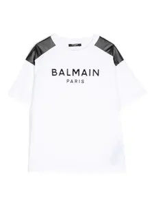 Футболка с нашивкой-логотипом Balmain Kids, белый