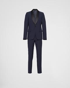 Однобортный смокинг из шерсти и мохера Prada, черный