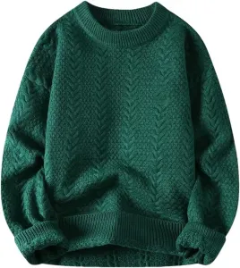 Мужской однотонный вязаный свитер с круглым вырезом и косой Dndrdhfb