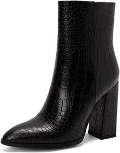 Элегантные женские ботильоны MRKEWUNEY с среднем каблуком и боковой застежкой-молнией, 94 Black