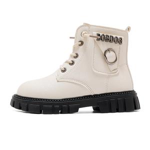 Детские кожаные ботинки с нескользящей термоподдержкой для детей BOBDOG, бежевый