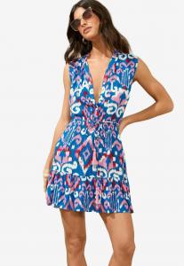 Платье-рубашка PRINTED CRINKLE SLEEVELESS MINI Lipsy, синий