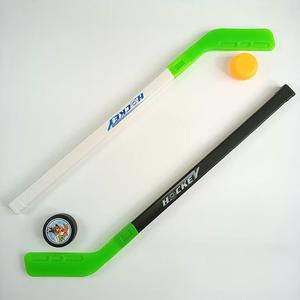 He Jiagong Детский спортивный набор для хоккея с мячом и воротами, клюшки SN4355 модель B зеленый размер 72 (2 клюшки, 2 мяча)