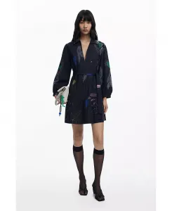 Женское короткое платье-рубашка Desigual, черный