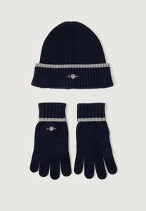 Шапка GANT ESSENTIAL BEANIE AND GLOVE SET UNISEX, Marine/Dark Blue