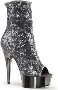 Женские блестящие ботильоны на высоком каблуке с открытым носком, стильные короткие сапожки для вечеринок, выпускного и ночного клуба WDUDSUDUW, Grey