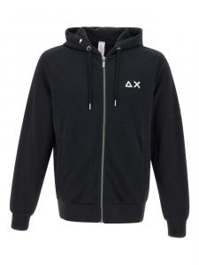 Толстовка с капюшоном из хлопка на молнии Sun68, черный