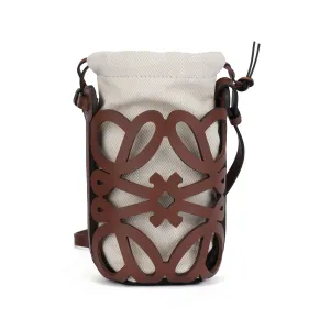 LOEWE Кожаная сумка-ведро через плечо женская бежевая