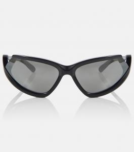 Овальные солнцезащитные очки с боковым расширением Balenciaga, черный