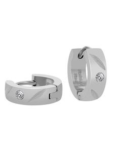 Adeliás Женские серьги - серьги-кольца на шарнирах из нержавеющей стали со стразами серебристого цвета