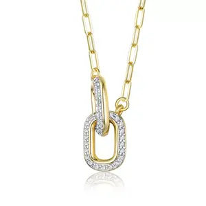 Ожерелье из переплетенных звеньев с покрытием из 14-каратного золота и прозрачными кубическими циркониями Rachel Glauber, gold