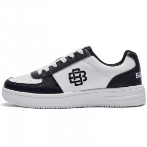 Износостойкие дышащие противоскользящие спортивные скейтбордские кеды унисекс белый черный BUFFALO BOUND