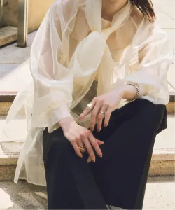 Яркая блузка из органзы с бантом Noble, цвет Natural