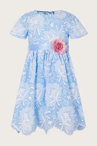 Мэллори синее платье с вышивкой Monsoon, синий