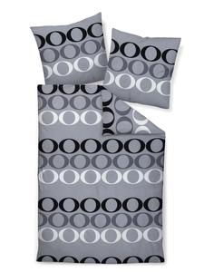 Сатиновое постельное белье Палермо - круги, серый на сером Janine, 135 x 200 + 80 x 80 см
