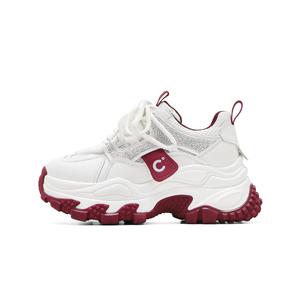 Дышащие низкие кроссовки на массивной подошве для женщин C°BANNER, White Red