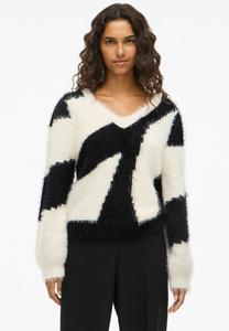 Джемпер VILA VIKUNNUO V-AUSSCHNITT, Birch/Off-White