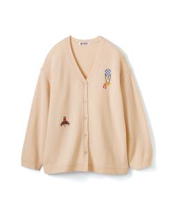 Вязаный кардиган из 100% шерсти с вышивкой в виде пикселей.