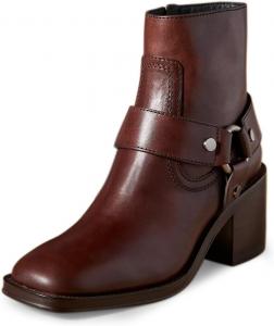 Женские ботильоны Pazzion с закрытым квадратным носком, заклепками, боковой молнией, средней массивной квадратной платформой, для формальной работы и повседневной носки, теплые, размеры US 4-16, Dark Brown