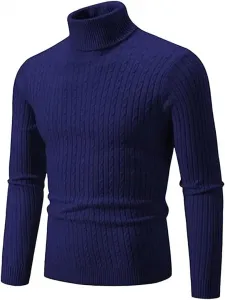Мужской однотонный водолазный пуловер