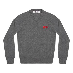 Свитер v-neck pullover double emblem 'grey' Comme Des Garcons Play, серый