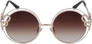 Большие круглые солнцезащитные очки для женщин 2024 года, роскошные солнцезащитные очки в металлической оправе для женщин, модные очки с защитой от УФ-излучения 1999 года Melrose, Brown