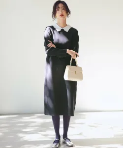 Вязаное платье с кружевным воротником Suite L, цвет Navy [075]