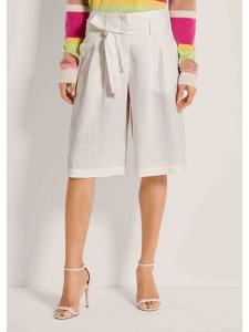 MADELEINE Льняные шорты-бермуды с высокой талией жемчужно-белого цвета
