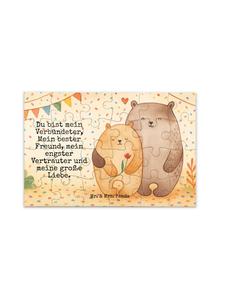 Mr. & Mrs. Panda Дизайн в виде пазла с изображением медведя и надписью белого цвета