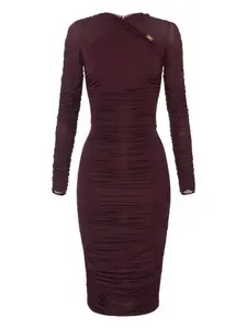 Платье миди с рюшами Elisabetta Franchi, красный