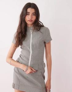 Приталенный топ COLLUSION в смешанную клетку