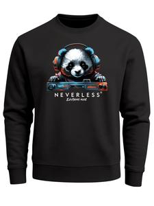 Neverless Свитшот 'Panda DJ' в черном цвете