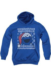 Толстовка с капюшоном «Улица Сезам, Коржик-монстр, Уродливое Рождество» для молодежи Gildan, синий