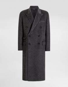 Двубортное пальто из шерсти и кашемира Dolce & Gabbana, серый