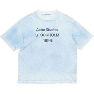 Футболка с принтом логотипа Acne Studios, серо-голубой