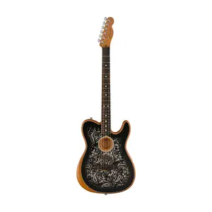 Гитара Fender FSR American Acoustasonic Telecaster с чехлом, гриф из эбена, черный паисли