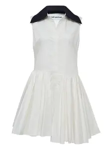 Расклешенное платье с контрастным воротником Self-Portrait, белый