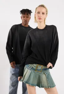 Футболка унисекс из плотной ткани, стандартного кроя, с эффектом потертости, двухслойная, с длинными рукавами. Yourturn, Grey Wash