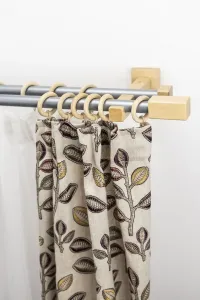 Карниз для штор GARESA "CUBUS", 2 направляющие, желаемая длина, комплект для штор, выдвижной, кнопка с квадратным концом, с кольцами 170 см, цвет natur/chromfarben