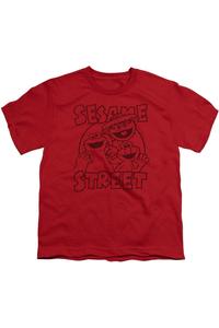 Футболка с коротким рукавом Sesame Street Group Crunch для детей Gildan, красный