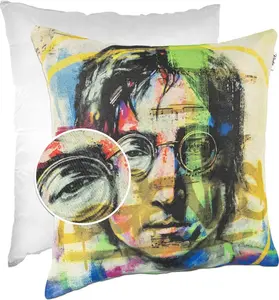 Декоративная подушка 40х40 см, чехол с наполнителем, дизайнерский чехол на молнии, гобелен с изображением Джона Леннона, цветной