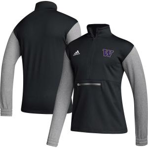 Мужская черная футболка с молнией до половины длины Washington Huskies Sideline AEROREADY adidas