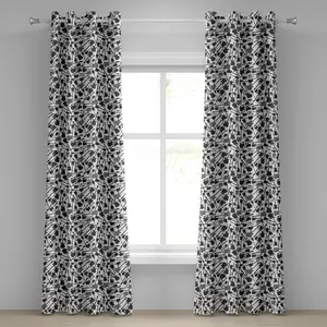 Музыкальная штора ABAKUHAUS с люверсами, в стиле гранж, с рисунком от руки, наброском электрогитары, рок-н-ролльным принтом, декоративная двухпанельная штора на окно, 280 см x 225 см, цвет: черный, белый, серый