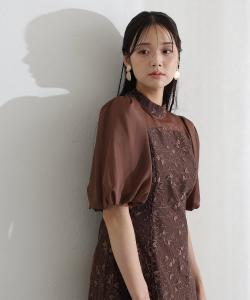 Платье с вышитыми кружевными пышными рукавами для свадеб и вечеринок Pourvous, цвет Brown