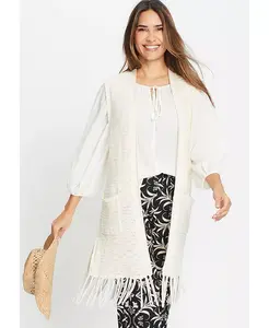 Женский удлиненный жилет с бахромой Olsen, белый