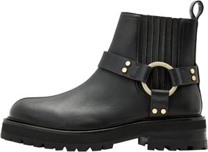 Женские кожаные байкерские ботинки AllSaints Maddie длиной до щиколотки, Black/Warm Brass
