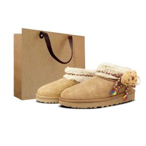 UGG Классические ультраминиатюрные термосапоги до щиколотки с противоскользящим покрытием, женские, каштаново-коричневого цвета