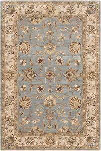 Ковер SAFAVIEH, 61 x 92 см, Royalty Collection, Blue & Beige, ручной работы, традиционный восточный из шерсти, идеален для помещений с высокой проходимостью: прихожая, гостиная, спальня (ROY343B)